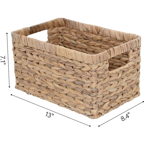 Bayou Breeze Water Hyacinth Storage Baskets, Rectangular Wicker Baskets
